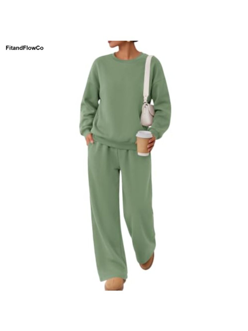 LOMON 2 Piece Sweat Lounge Set Fleece Lined Oversized Sweatsuit